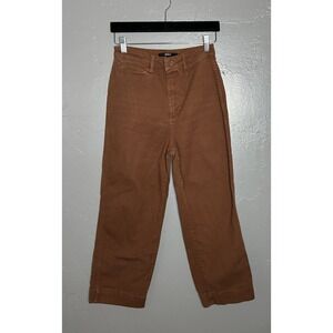 Women's‎ Quince Rust Color Cropped High Rise Pant Flat Front Jeans Size 27